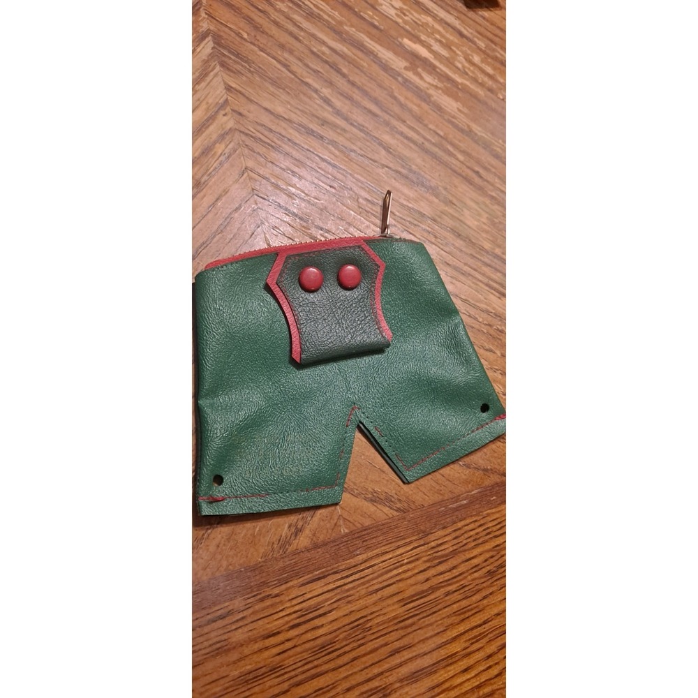 Vintage German Souvenir Gray Leather Lederhosen Coin Purse - Zip Closure - 1960s